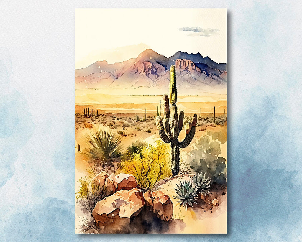 Desert Landscape Print Colorful Watercolor Wall Art Southwest Gift Saguaro Cactus Beautiful Nature Home Decor