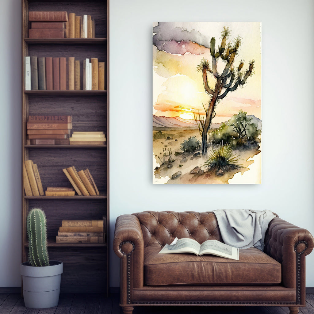 Desert Sunset Print Colorful Watercolor Wall Art Southwest Landscape Gift Saguaro Cactus Beautiful Nature Home Decor