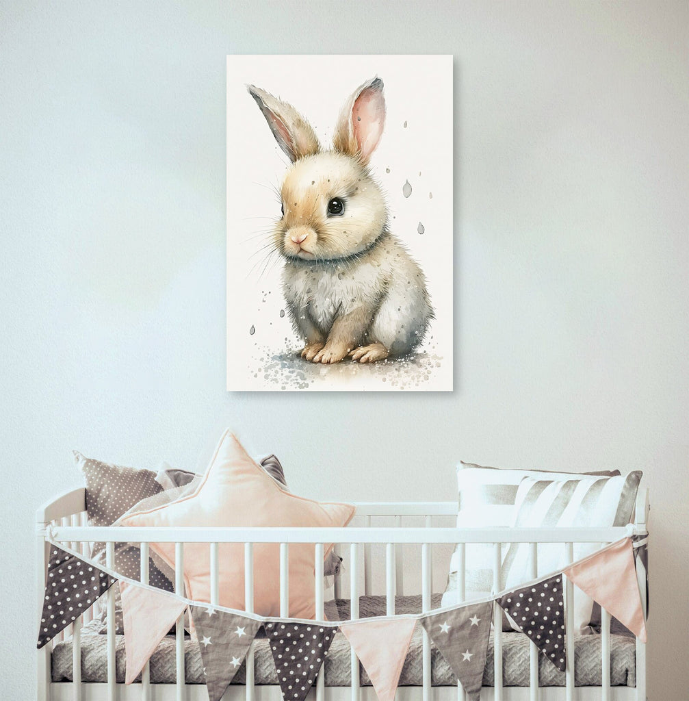 Baby Bunny Rabbit Watercolor Print Easter Pet Wall Art Cute Spring Gift Animal Home Decor