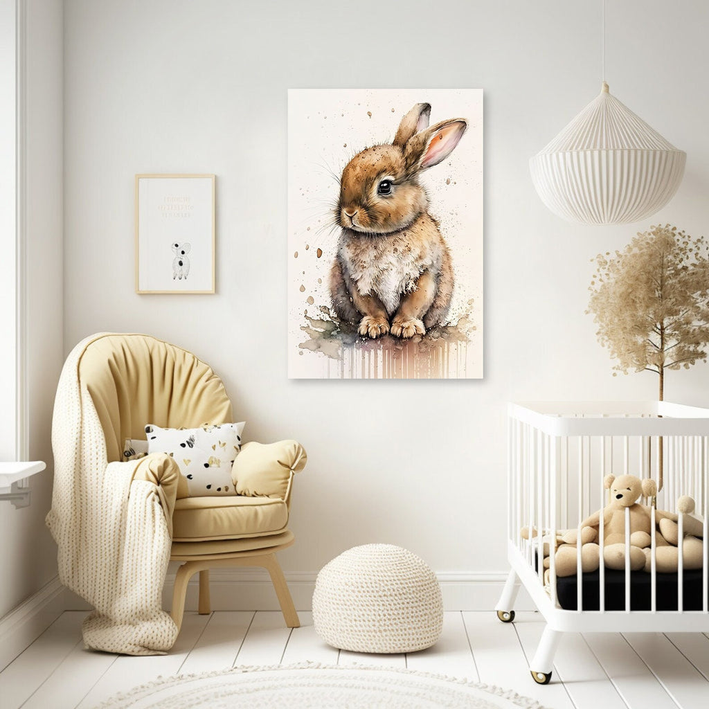 Baby Bunny Rabbit Watercolor Print Easter Pet Wall Art Cute Spring Gift Animal Home Decor