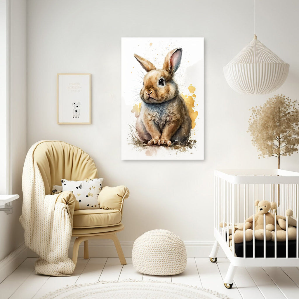 Baby Bunny Rabbit Watercolor Print Easter Pet Wall Art Cute Spring Gift Animal Home Decor