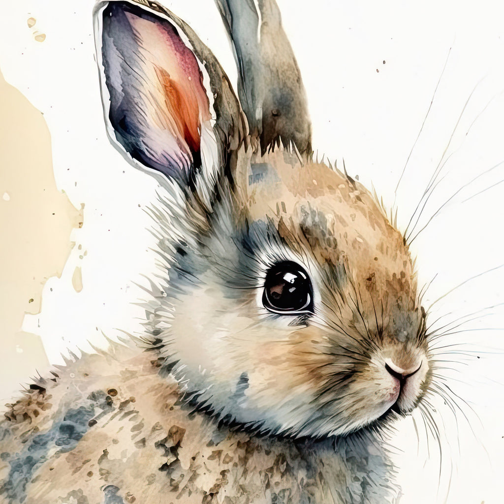 Baby Bunny Rabbit Watercolor Print Easter Pet Wall Art Cute Spring Gift Animal Home Decor