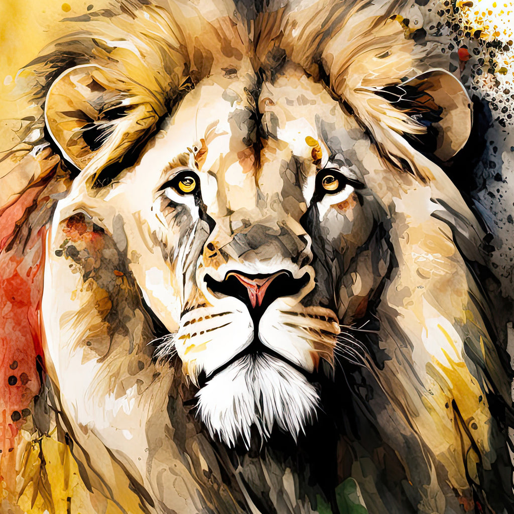 Lion Watercolor Print African Nature Wall Art Wildlife Gift Animal Home Decor