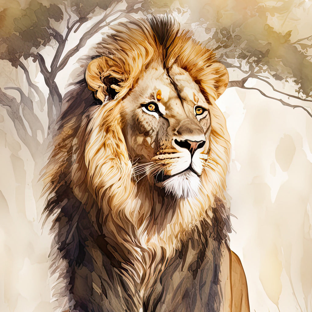 Lion Watercolor Print African Nature Wall Art Wildlife Gift Animal Home Decor