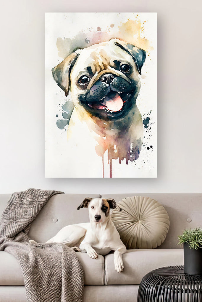 Pug Dog Watercolor Print Cute Pet Keepsake Wall Art Dog Lover Gift Adorable Canine Home Decor for Puppy Dog Lovers!