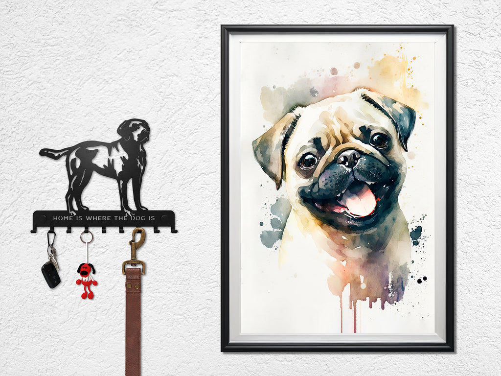 Pug Dog Watercolor Print Cute Pet Keepsake Wall Art Dog Lover Gift Adorable Canine Home Decor for Puppy Dog Lovers!