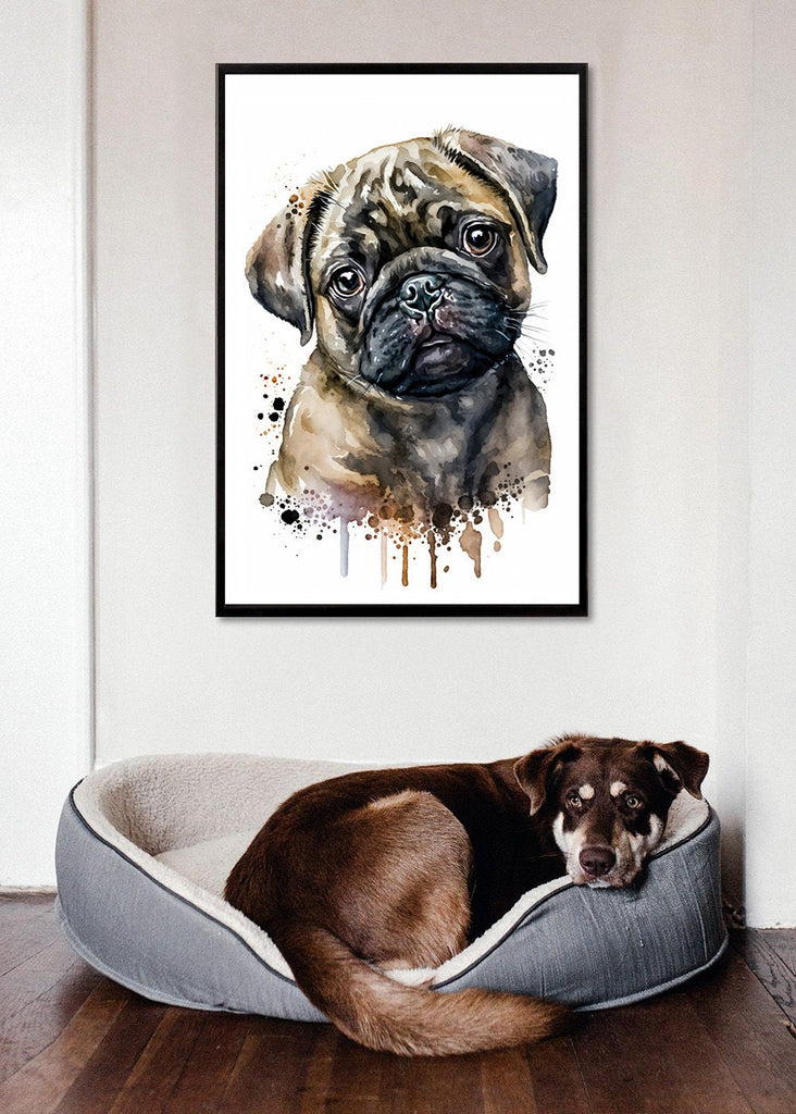 Pug Dog Watercolor Print Cute Pet Keepsake Wall Art Dog Lover Gift Adorable Canine Home Decor for Puppy Dog Lovers!