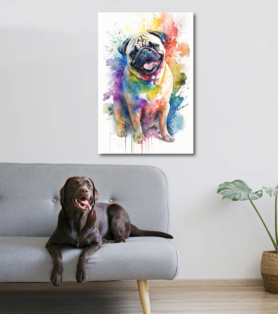 Pug Dog Watercolor Print Cute Pet Keepsake Wall Art Dog Lover Gift Adorable Canine Home Decor for Puppy Dog Lovers!