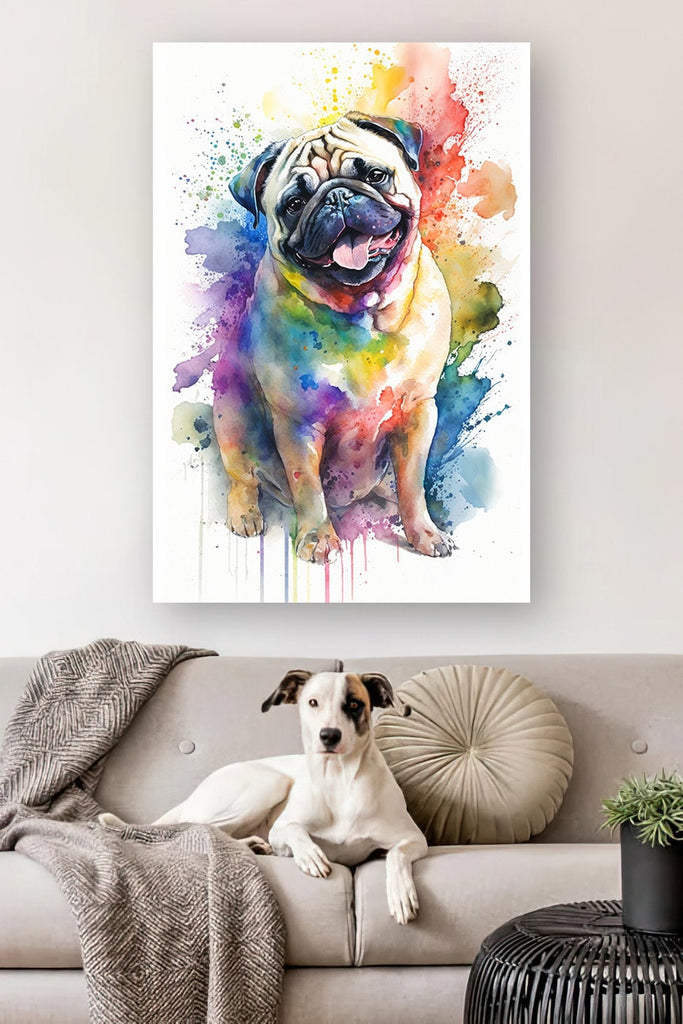 Pug Dog Watercolor Print Cute Pet Keepsake Wall Art Dog Lover Gift Adorable Canine Home Decor for Puppy Dog Lovers!