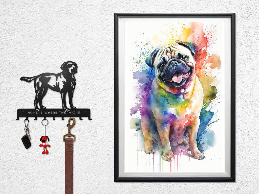 Pug Dog Watercolor Print Cute Pet Keepsake Wall Art Dog Lover Gift Adorable Canine Home Decor for Puppy Dog Lovers!