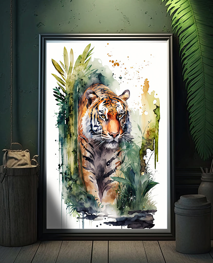 Tiger Watercolor Print Jungle Cat Nature Wall Art Wildlife Gift Animal Home Decor