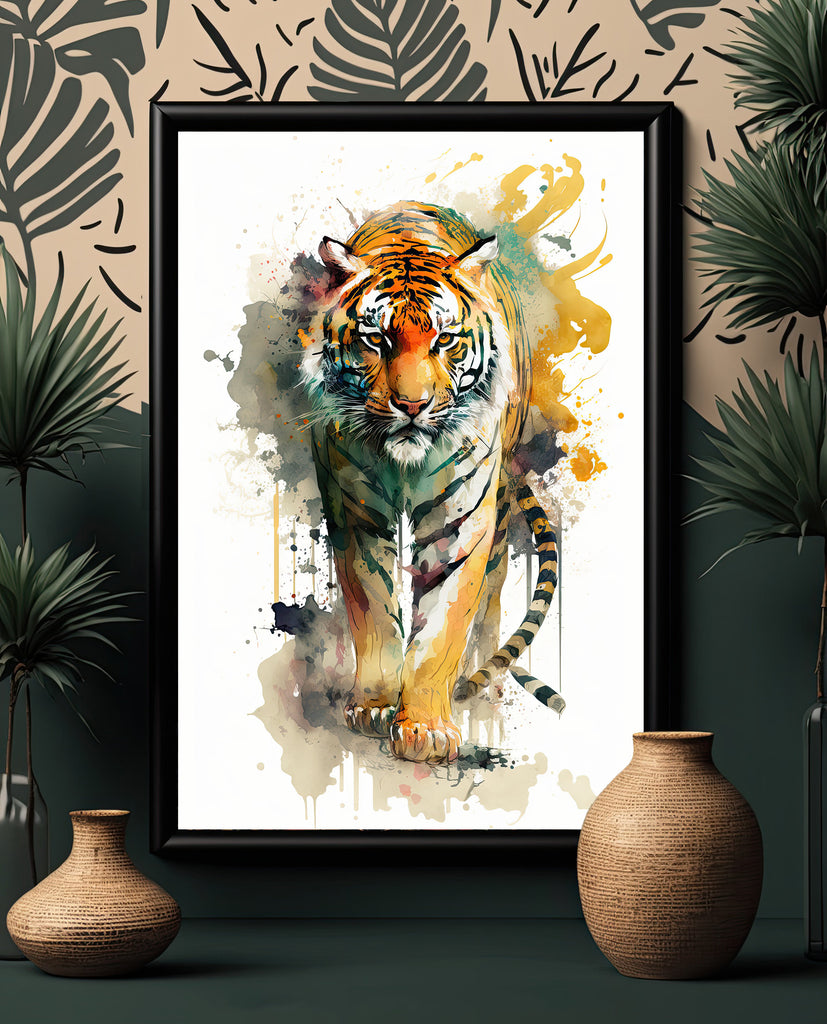 Tiger Watercolor Print Jungle Cat Nature Wall Art Wildlife Gift Animal Home Decor