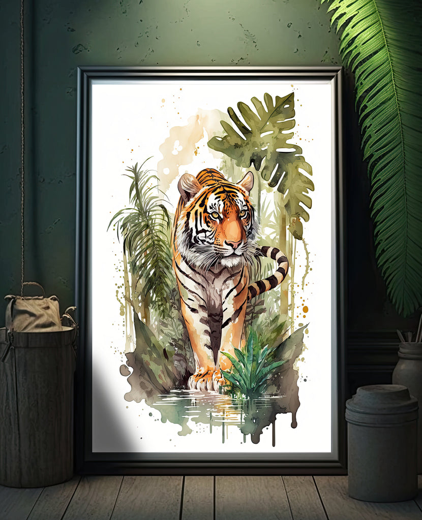 Tiger Watercolor Print Jungle Cat Nature Wall Art Wildlife Gift Animal Home Decor