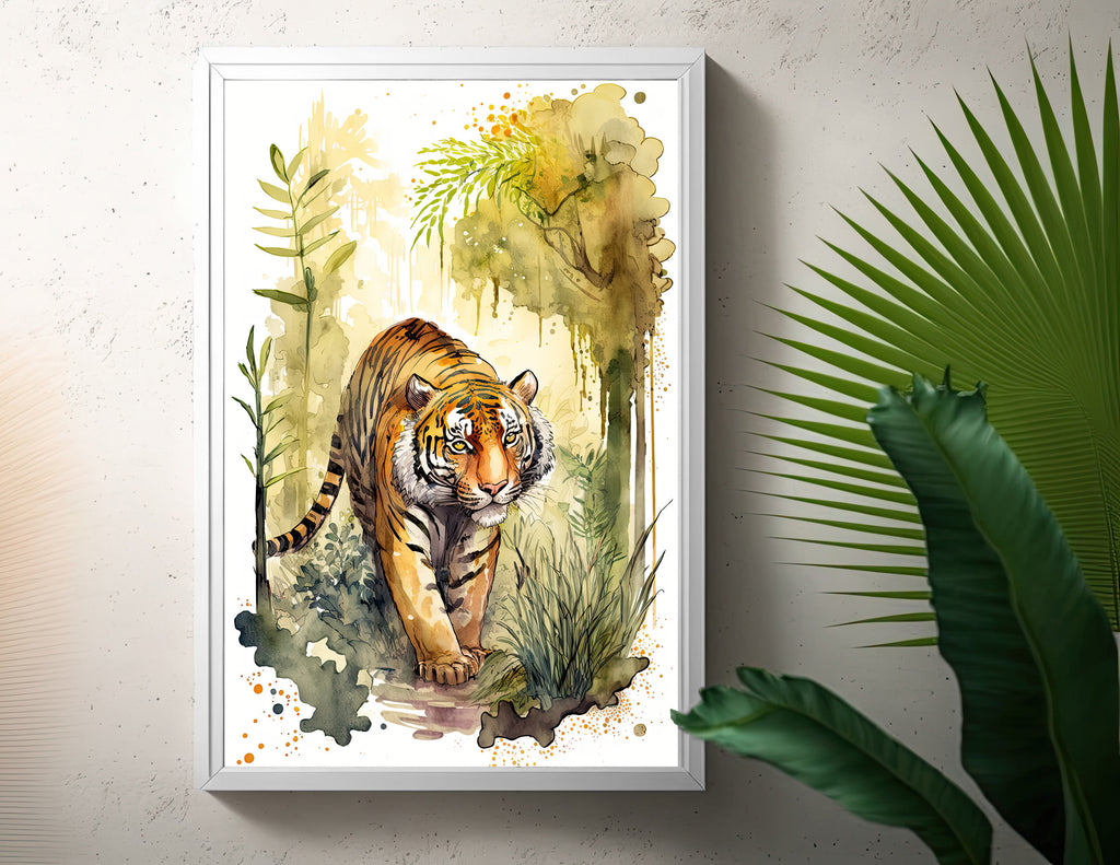 Tiger Watercolor Print Jungle Cat Nature Wall Art Wildlife Gift Animal Home Decor