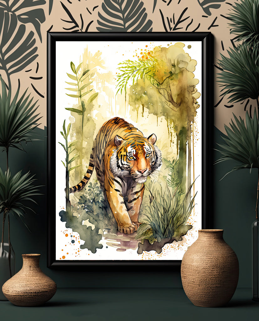 Tiger Watercolor Print Jungle Cat Nature Wall Art Wildlife Gift Animal Home Decor