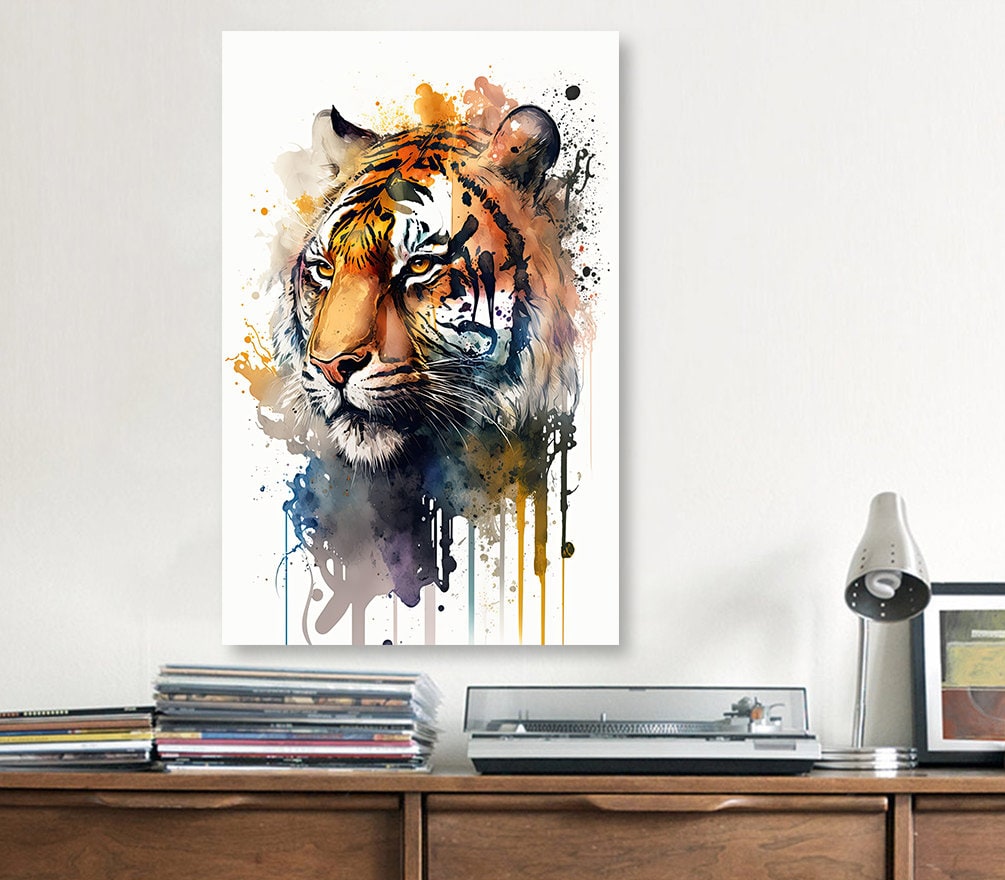 Tiger Watercolor Print Jungle Cat Nature Wall Art Wildlife Gift Animal Home Decor