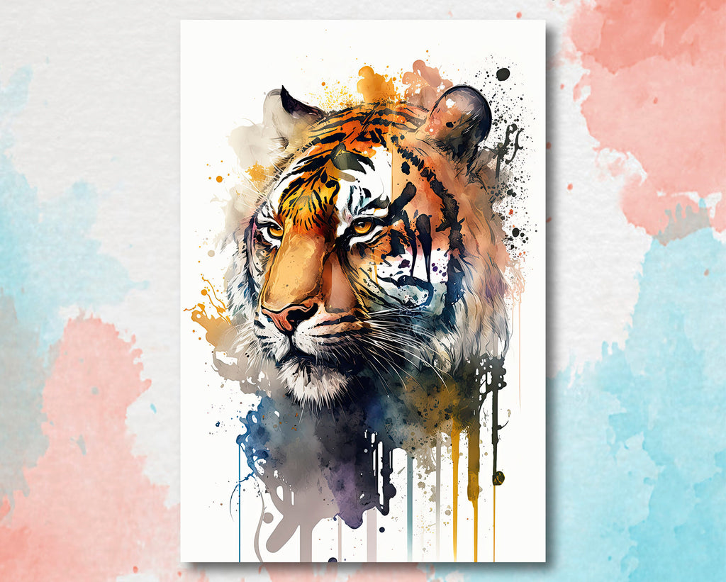 Tiger Watercolor Print Jungle Cat Nature Wall Art Wildlife Gift Animal Home Decor