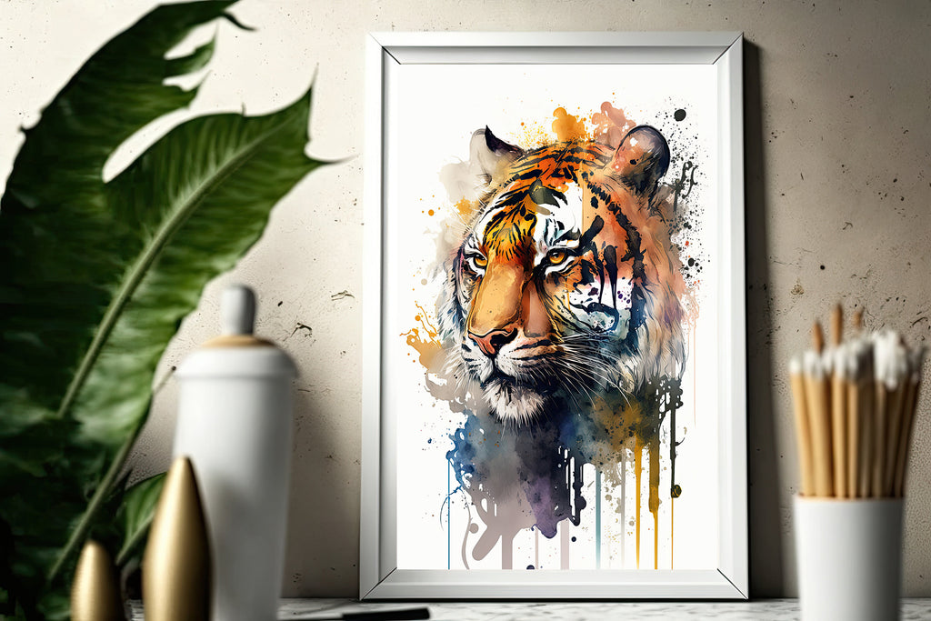 Tiger Watercolor Print Jungle Cat Nature Wall Art Wildlife Gift Animal Home Decor