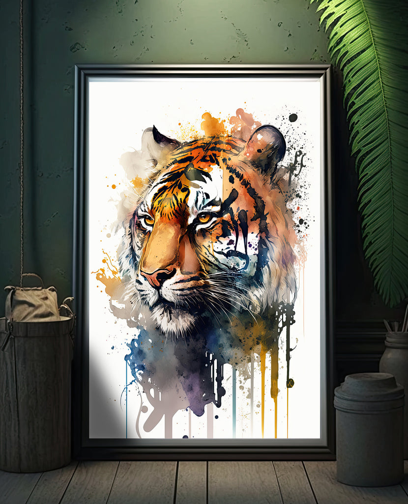 Tiger Watercolor Print Jungle Cat Nature Wall Art Wildlife Gift Animal Home Decor