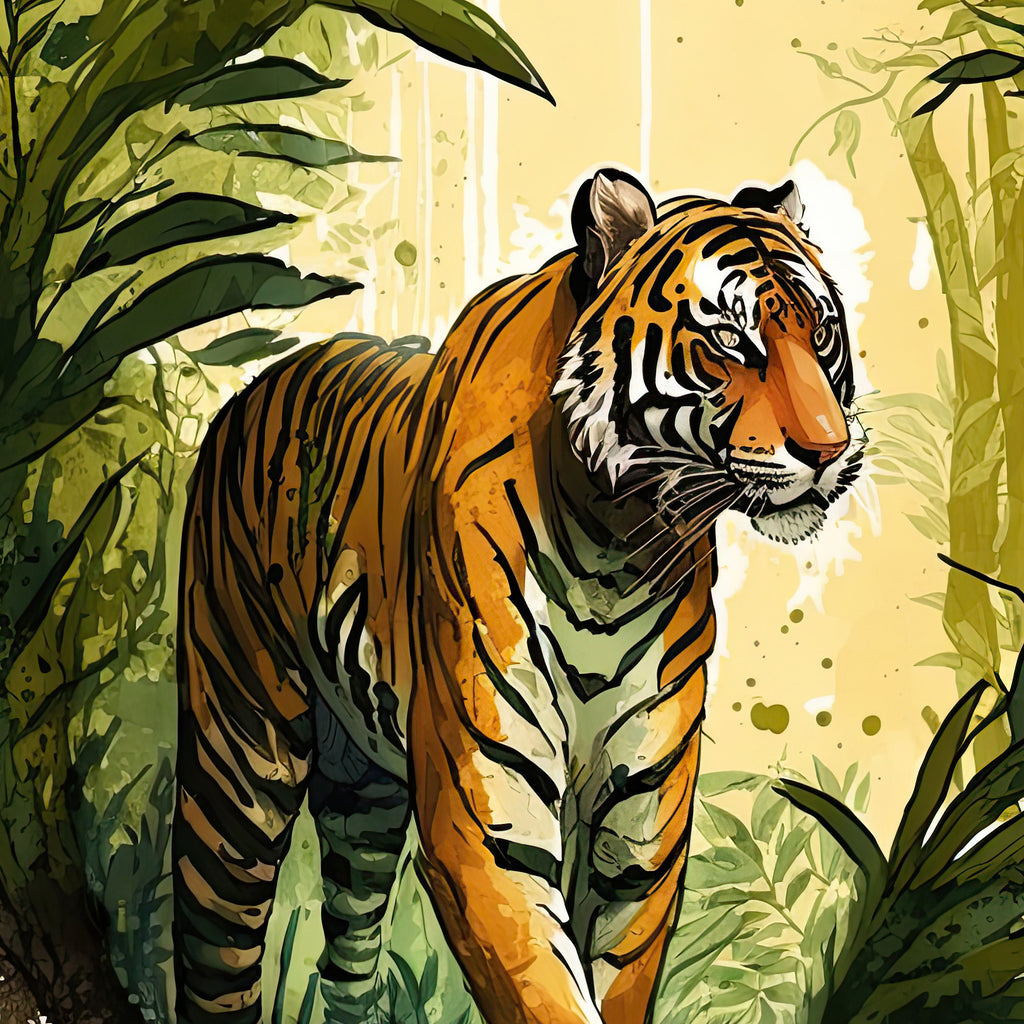 Tiger Watercolor Print Jungle Cat Nature Wall Art Wildlife Gift Animal Home Decor