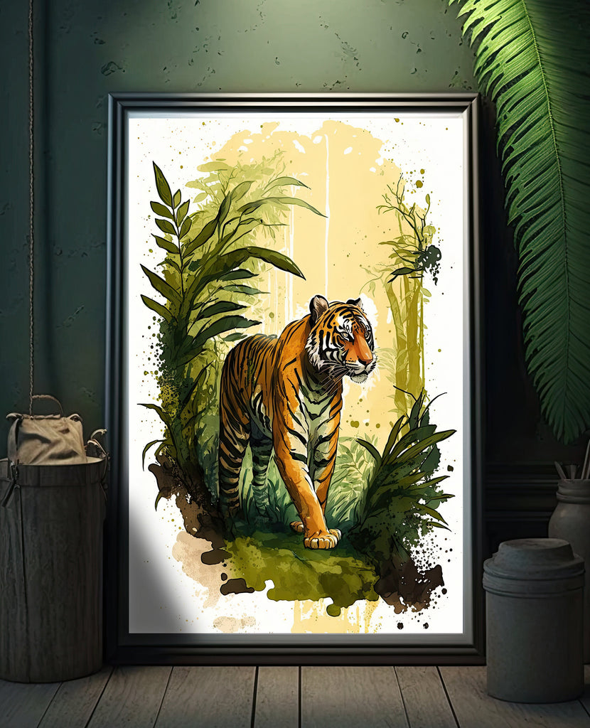 Tiger Watercolor Print Jungle Cat Nature Wall Art Wildlife Gift Animal Home Decor