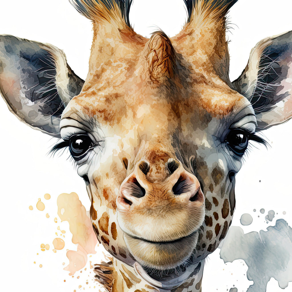 Giraffe Watercolor Print African Nature Wall Art Serengeti Wildlife Gift Animal Painting Home Decor