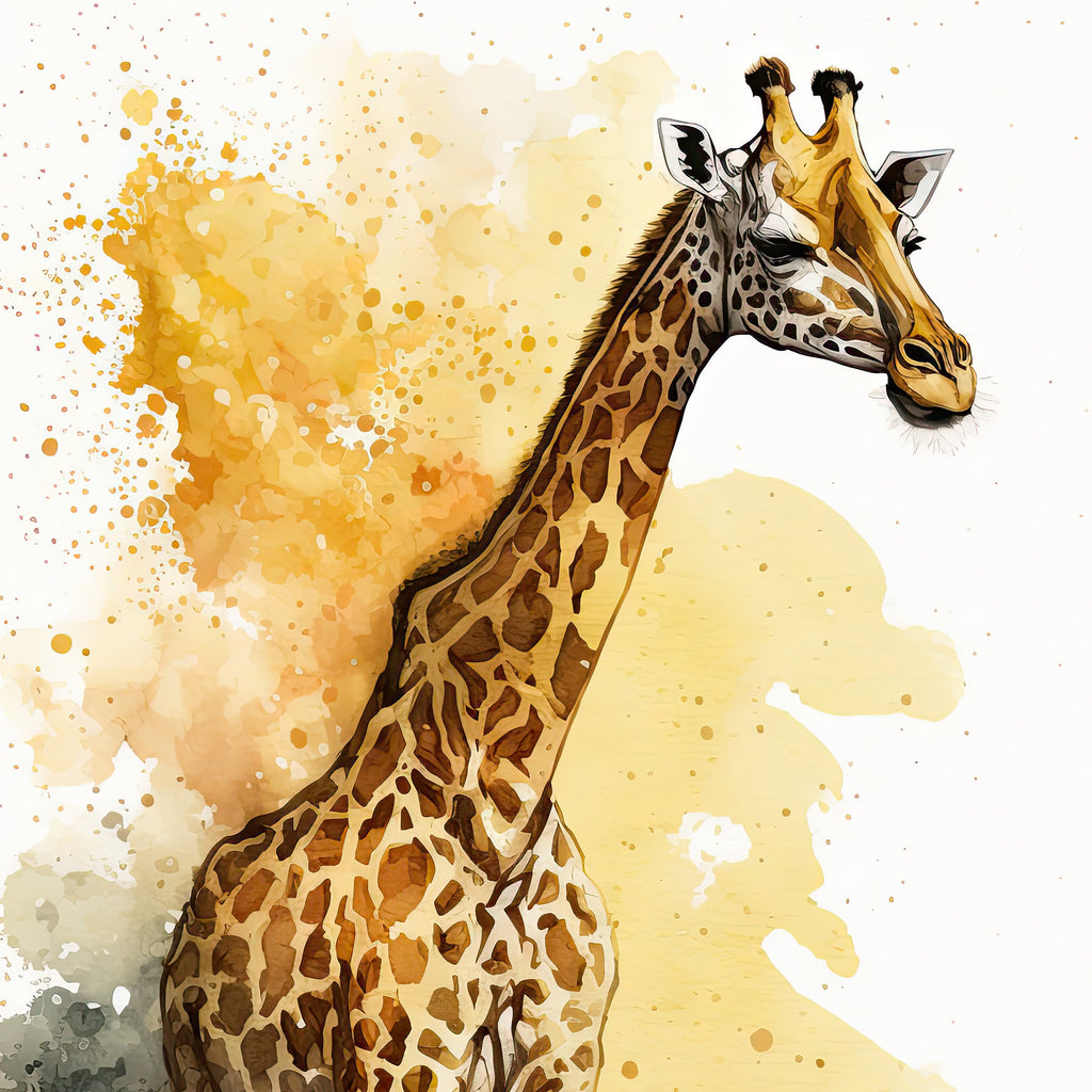 Giraffe Watercolor Print African Nature Wall Art Serengeti Wildlife Gift Animal Painting Home Decor