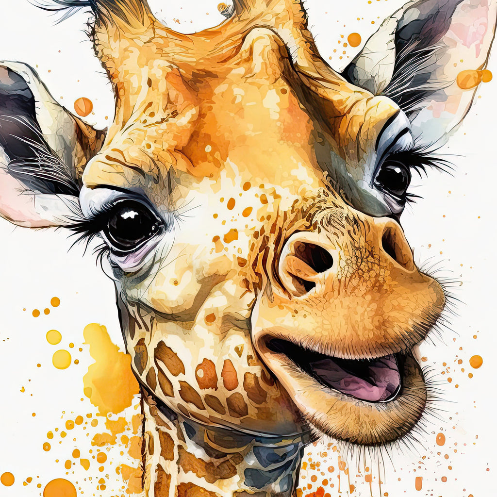 Giraffe Watercolor Print African Nature Wall Art Serengeti Wildlife Gift Animal Painting Home Decor