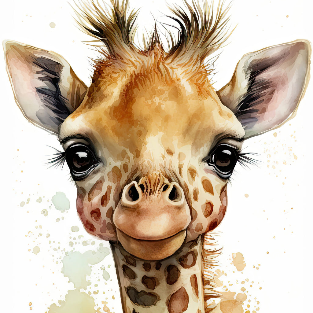 Baby Giraffe Watercolor Print African Nature Wall Art Kids Nursery Wildlife Gift Cute Animal Home Decor