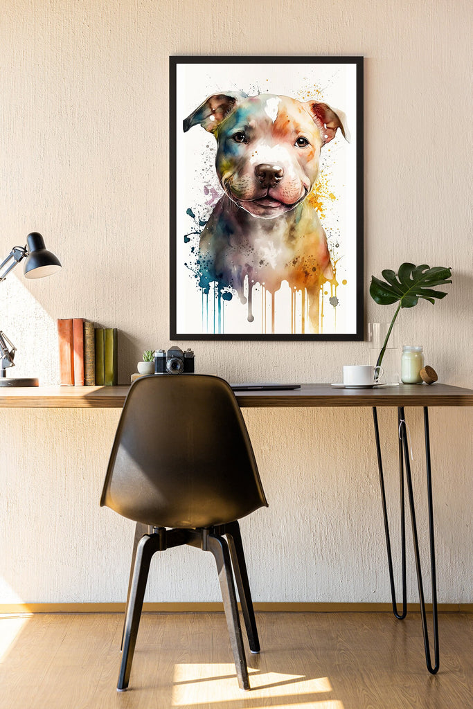 Pit Bull Watercolor Print Cute Pet Keepsake Wall Art Dog Lover Gift Adorable Staffordshire Terrier Home Decor for Puppy Dog Lovers!