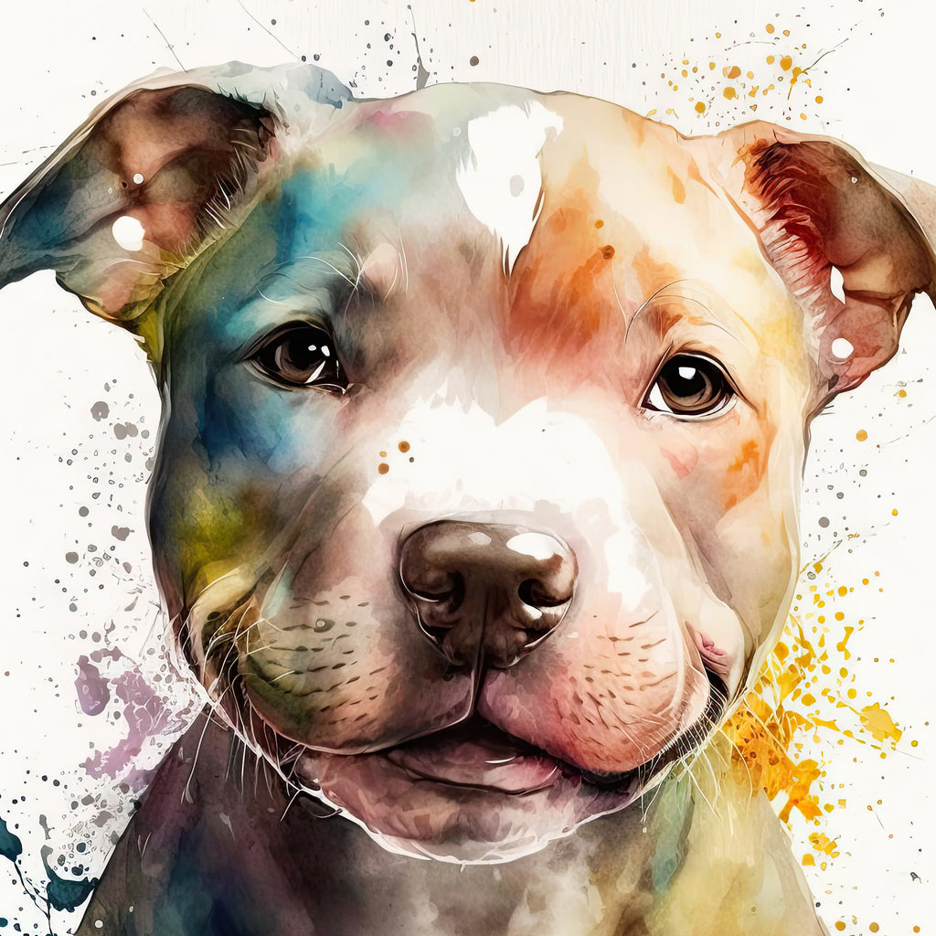 Pit Bull Watercolor Print Cute Pet Keepsake Wall Art Dog Lover Gift Adorable Staffordshire Terrier Home Decor for Puppy Dog Lovers!