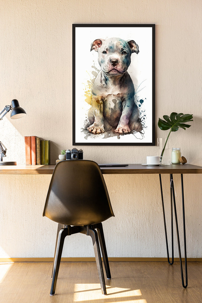 Pit Bull Watercolor Print Cute Pet Keepsake Wall Art Dog Lover Gift Adorable Staffordshire Terrier Home Decor for Puppy Dog Lovers!