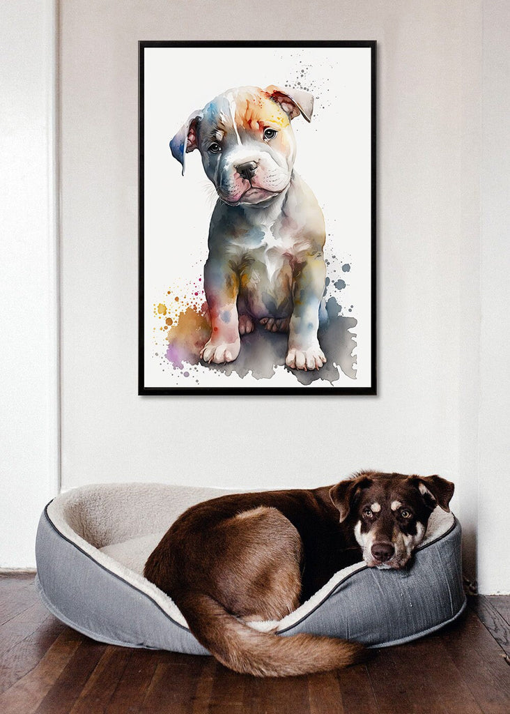 Pit Bull Watercolor Print Cute Pet Keepsake Wall Art Dog Lover Gift Adorable Staffordshire Terrier Home Decor for Puppy Dog Lovers!