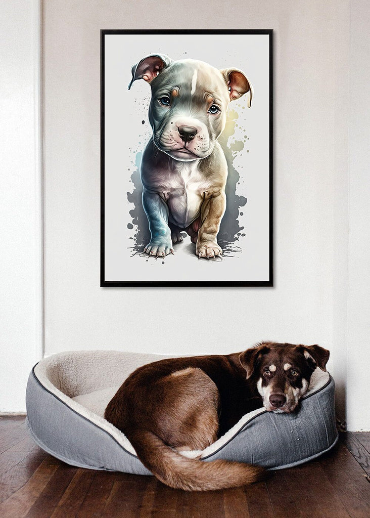 Pit Bull Watercolor Print Cute Pet Keepsake Wall Art Dog Lover Gift Adorable Staffordshire Terrier Home Decor for Puppy Dog Lovers!