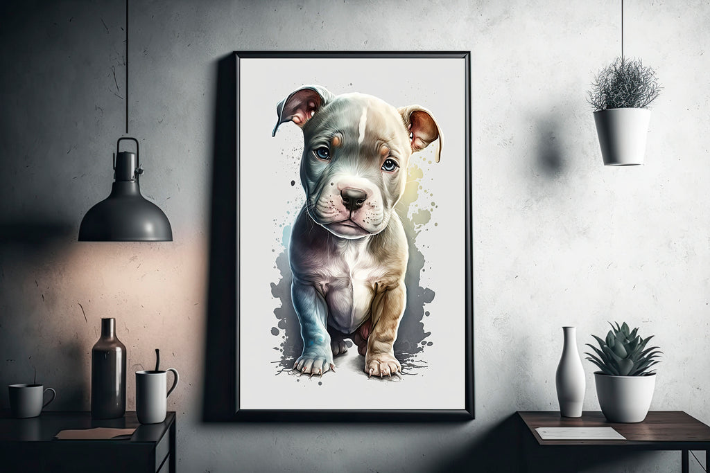 Pit Bull Watercolor Print Cute Pet Keepsake Wall Art Dog Lover Gift Adorable Staffordshire Terrier Home Decor for Puppy Dog Lovers!