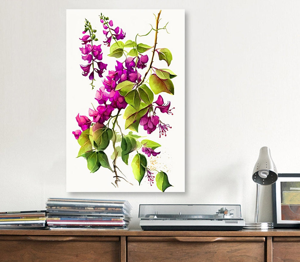 Bougainvillea Flowers Watercolor Print Botanical Nature Wall Art Flower Plant Art Gift Spring Floral Home Decor