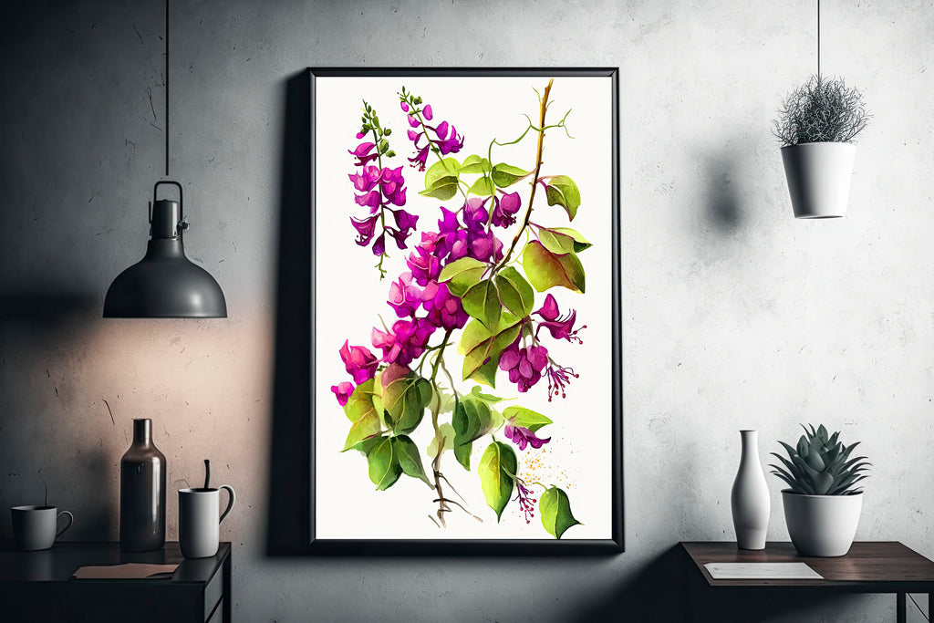 Bougainvillea Flowers Watercolor Print Botanical Nature Wall Art Flower Plant Art Gift Spring Floral Home Decor