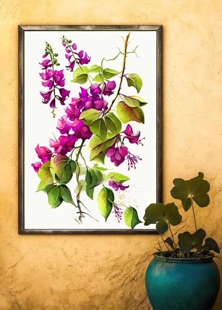 Bougainvillea Flowers Watercolor Print Botanical Nature Wall Art Flower Plant Art Gift Spring Floral Home Decor