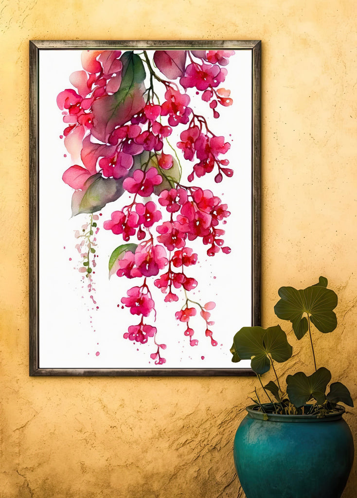 Bougainvillea Flowers Watercolor Print Botanical Nature Wall Art Flower Plant Art Gift Spring Floral Home Decor