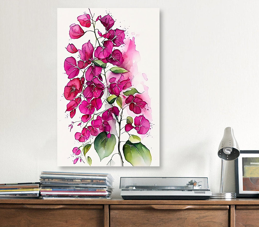 Bougainvillea Flowers Watercolor Print Botanical Nature Wall Art Flower Plant Art Gift Spring Floral Home Decor