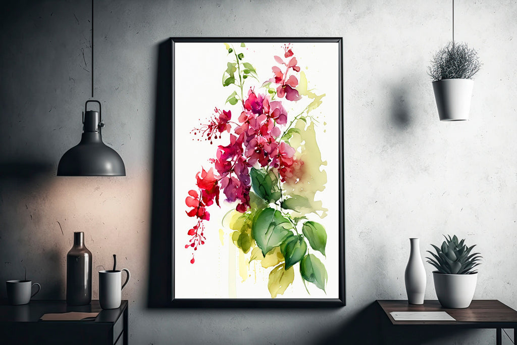 Bougainvillea Flowers Watercolor Print Botanical Nature Wall Art Flower Plant Art Gift Spring Floral Home Decor