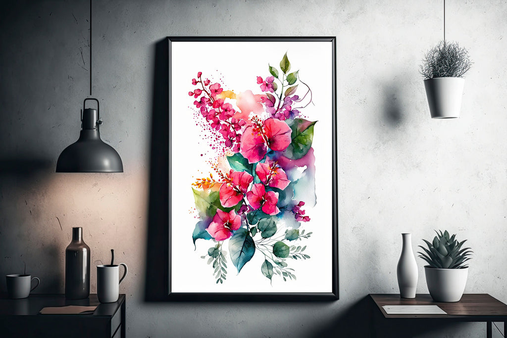 Bougainvillea Flowers Watercolor Print Botanical Nature Wall Art Flower Plant Art Gift Spring Floral Home Decor