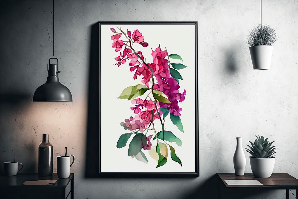 Bougainvillea Flowers Watercolor Print Botanical Nature Wall Art Flower Plant Art Gift Spring Floral Home Decor