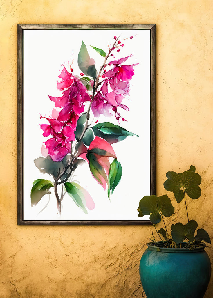 Bougainvillea Flowers Watercolor Print Botanical Nature Wall Art Flower Plant Art Gift Spring Floral Home Decor