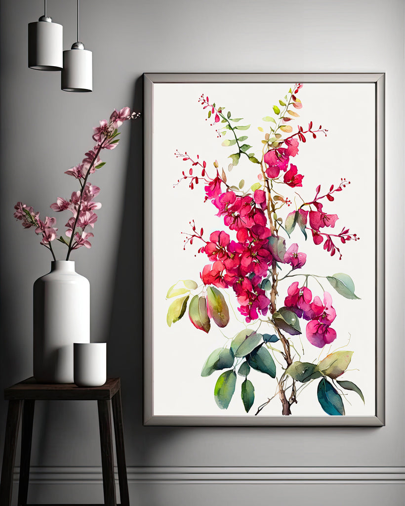 Bougainvillea Flowers Watercolor Print Botanical Nature Wall Art Flower Plant Art Gift Spring Floral Home Decor