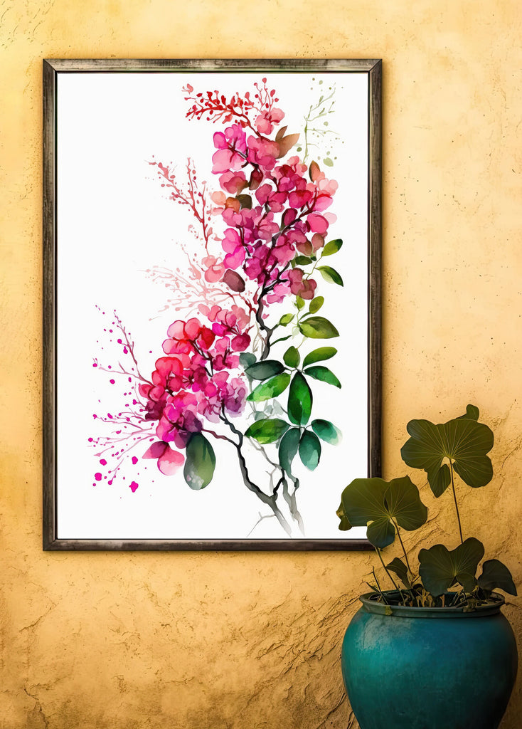 Bougainvillea Flowers Watercolor Print Botanical Nature Wall Art Flower Plant Art Gift Spring Floral Home Decor