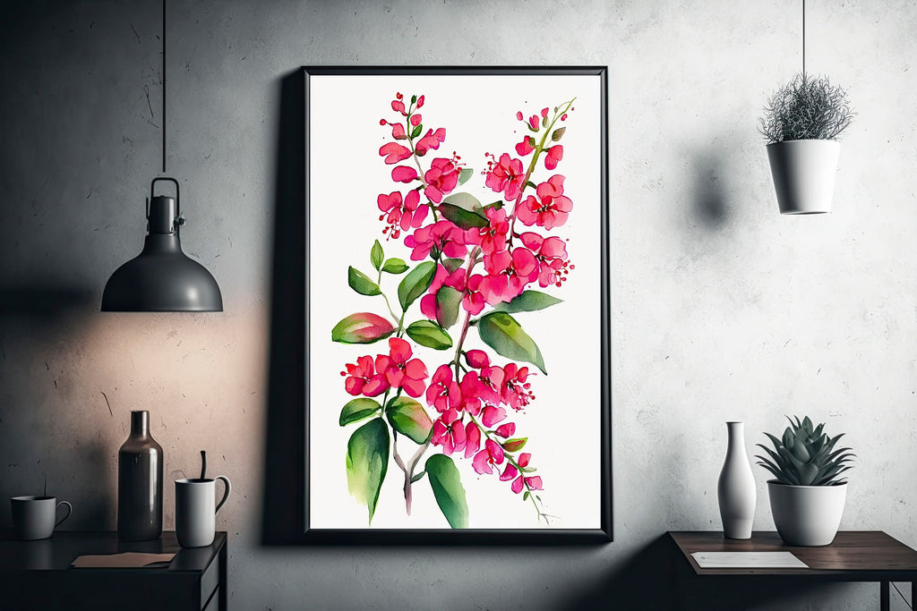 Bougainvillea Flowers Watercolor Print Botanical Nature Wall Art Flower Plant Art Gift Spring Floral Home Decor