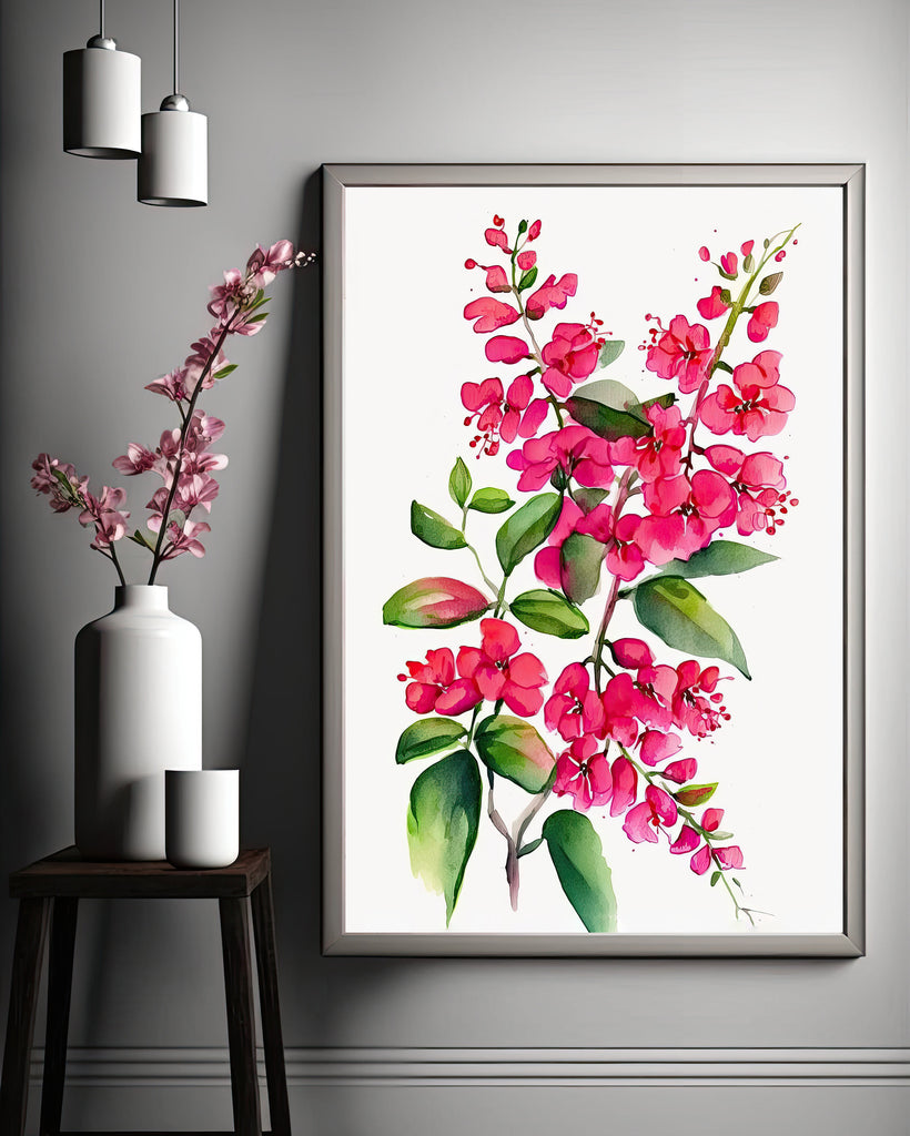 Bougainvillea Flowers Watercolor Print Botanical Nature Wall Art Flower Plant Art Gift Spring Floral Home Decor