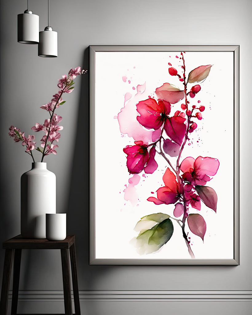 Bougainvillea Flowers Watercolor Print Botanical Nature Wall Art Flower Plant Art Gift Spring Floral Home Decor