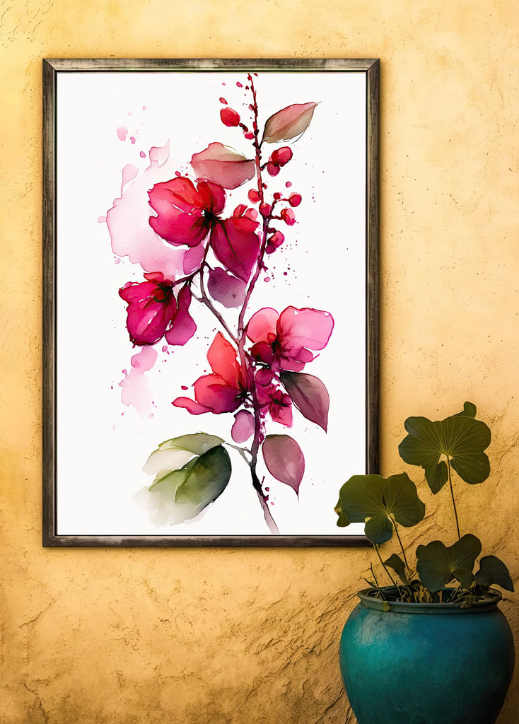 Bougainvillea Flowers Watercolor Print Botanical Nature Wall Art Flower Plant Art Gift Spring Floral Home Decor